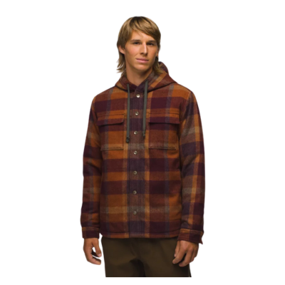 Prana Men's Asgard Hooded Flannel Crimson