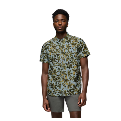 Prana Men's Lost Sol Printed Short Sleeve Shirt Saltwater Wildflower 1

