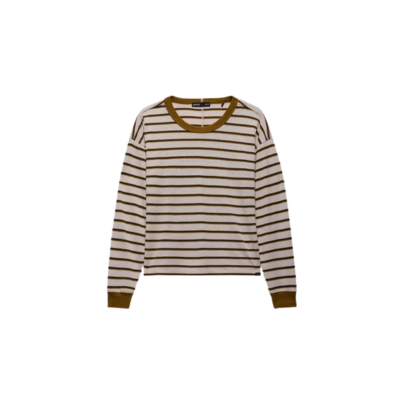 Prana Women's Cozy Up Long Sleeve Crew Retro Olive Stripe