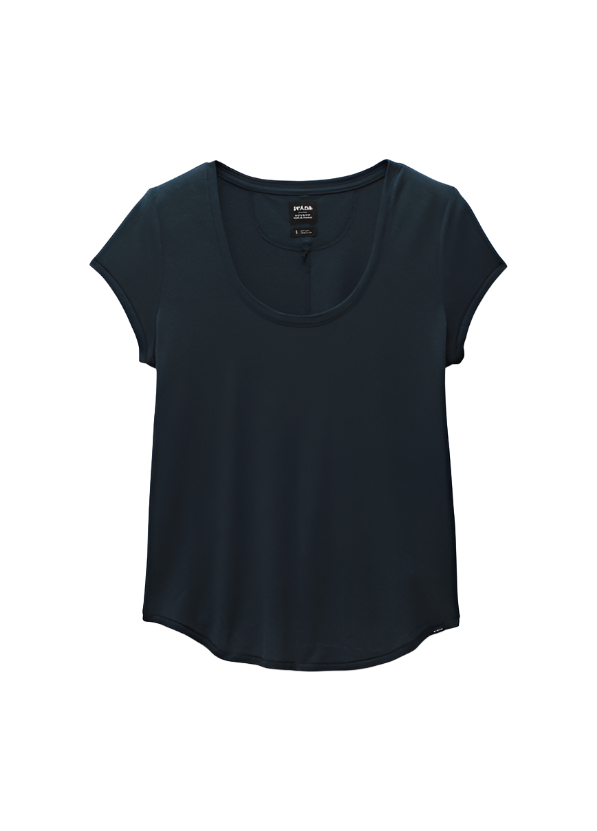 Prana Women's Cozy Up Scoop Neck Tee Shirt Closeout Stormy Night Heather