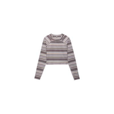 Prana Women's Heavana Long Sleeve Almond Microstripe