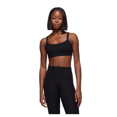 Prana Women's Luxara Rib Bra Yoga Top Black Front