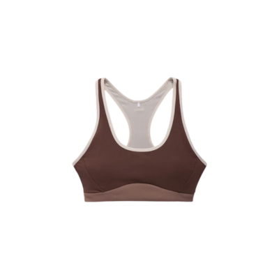 Prana Women's Luxara Salutations Bra Yoga Top Mocha Colorblock