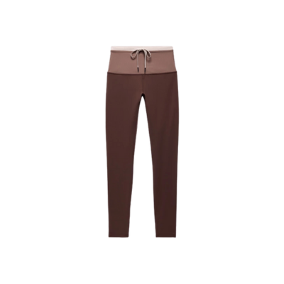 Prana Women's Luxara Salutations Legging Yoga Bottoms Mocha Colorblock