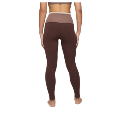 Prana Women's Luxara Salutations Legging Yoga Bottoms Mocha Colorblock Back