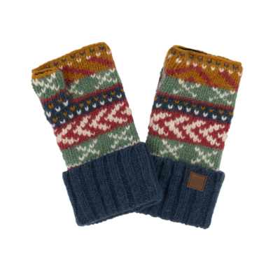 Sherpa Adventure Geaer Vastu Wrist Warmer Wool Texting Mitten Neelo Blue