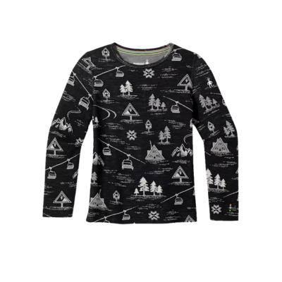 Smartwool Kid's Classic Thermal Merino Base Layer Crew Top Black Ski Day