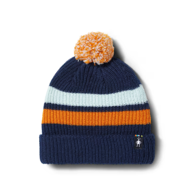 Smartwool Kids Stripe Pom Beanie Deep Navy