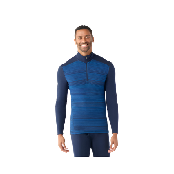 Smartwool Men's Classic Thermal Merino 1/4 Zip Baselayer Top Deep Navy Color Shift