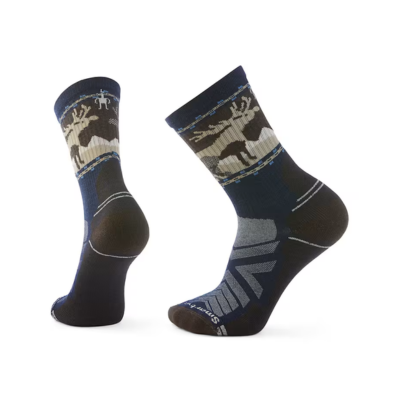 Smartwool Men's Hike Mountain Moose Crew Socks Deep Navy