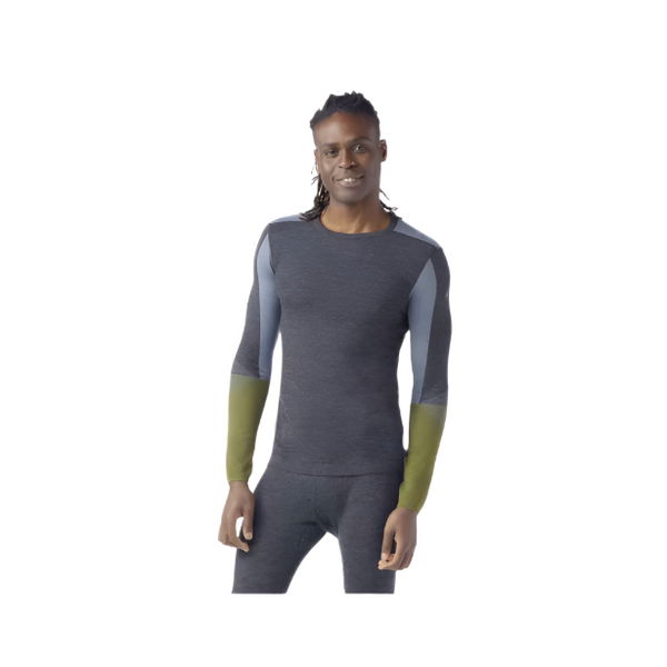 Smartwool Men's Intraknit Thermal Merino Base Layer Colorblock Crew Charcoal Winter Moss