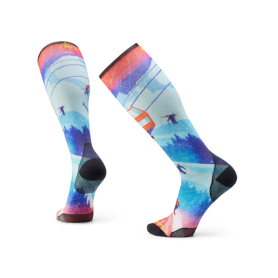 Smartwool Men's Ski Zero Cushion Ski Day Print OTC Socks Laguna Blue