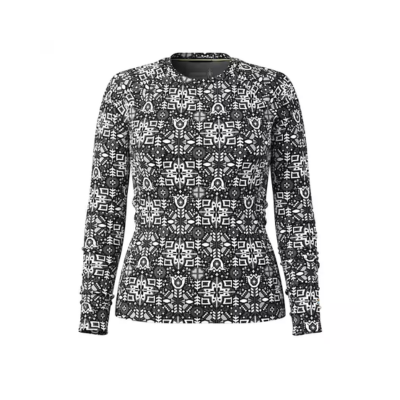 Smartwool Women's Classic Thermal Merino Base Layer Crew Black Floral Deco