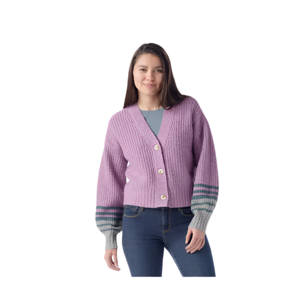 Smartwool Women's Cozy Lodge Cropped Cardigan Sweater Lavender Frost Heather