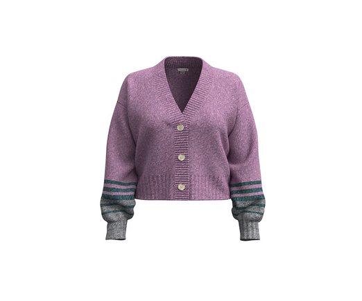 Smartwool Women's Cozy Lodge Cropped Cardigan Sweater Lavender Frost Heather Warm Top
