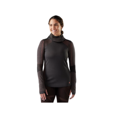 Smartwool Women's Intraknit Thermal Merino Base Layer Hoodie Charcoal / Coral Reef