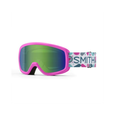 Smith Optics Kid's Snowday Jr Ski Goggles Vivid Pink Hearts | Green Sol-X Mirror