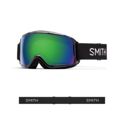 Smith Optics Kid's Youth Size Grom Ski Goggles Black Green Sol-X Mirror Lens