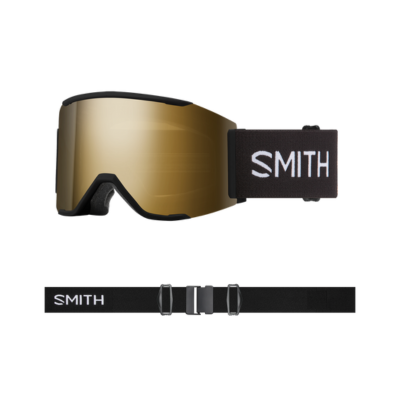 Smith Optics Squad Mag Ski Goggles Black ChromaPop™ Sun Black Gold Mirror Lens