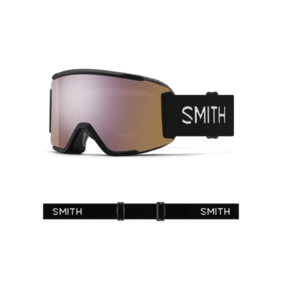 Smith Optics Squad S Ski Goggles Black ChromaPop Everyday Rose Gold Mirror Lens