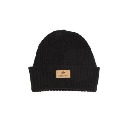 TenTree Logo Cork Patch Beanie Meteorite Black