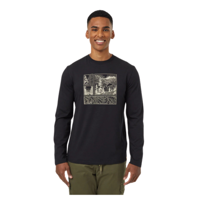 TenTree Men's Topography Stamp Long Sleeve Shirt Meteorite Black Pale Oak