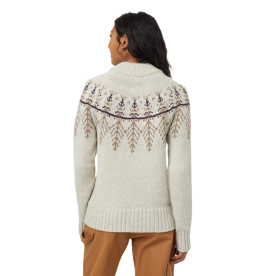 TenTree Women's Highline Wool Intarsia Sweater Pale Oat Heather Wool Cotton Blend