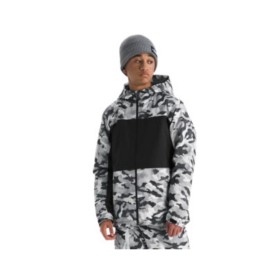 The North Face Boy's Freedom Insulated Waterproof Ski Jacket Smoked Pearl TNF Black Camo Print