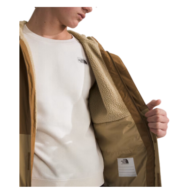 The North Face Boy's Warm Antora Fleece Lined Rain Jacket Khaki/Stone with Hood
