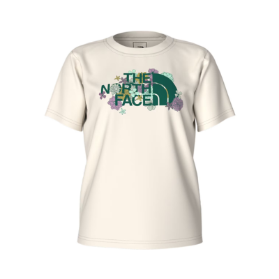 The North Face Girl's Short Sleeve Graphic Tee White Dune/Mineral Purple Maze