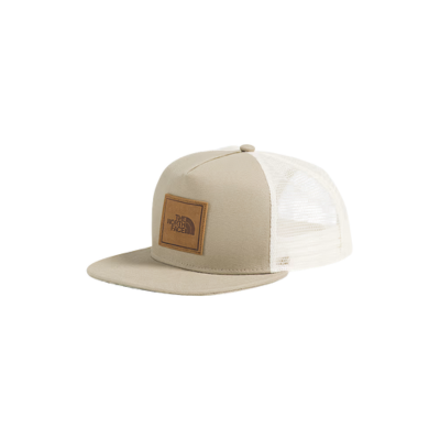 The North Face Half Dome Trucker Dune Beige Leather Patch