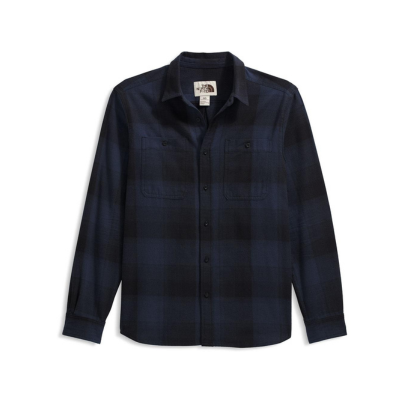 The North Face Men's Arroyo Lightweight Flannel Plaid Shirt Summit Navy TNF Shadow Plaid