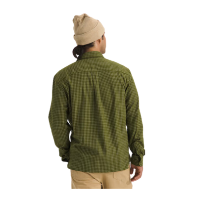The North Face Men's Arroyo Lightweight Long Sleeve Flannel Shirt Forest Olive Grid Plaid