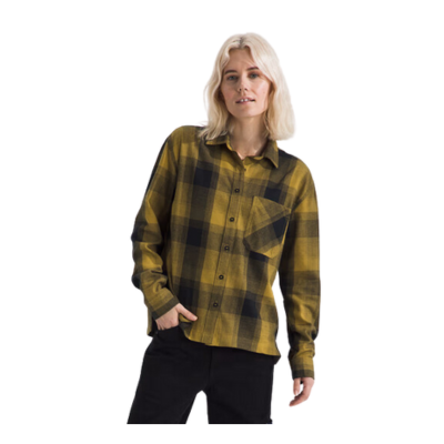 The North Face Women's Arroyo Lightweight Flannel Shirt Amber Green TNF Shadow Plaid