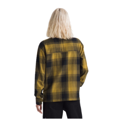 The North Face Women's Arroyo Lightweight Long Sleeve Flannel Shirt Amber Green TNF Shadow Plaid