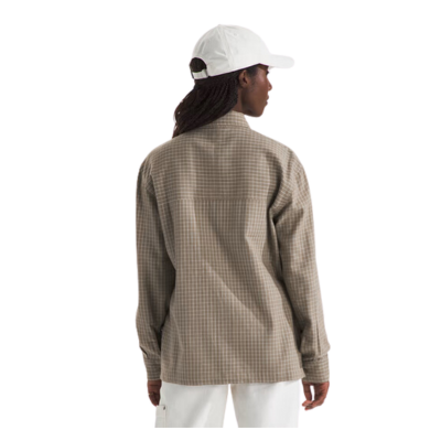 The North Face Women's Arroyo Lightweight Long Sleeve Flannel Shirt Cavern Grey Grid Plaid