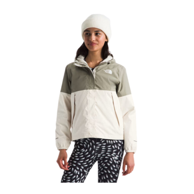 The North Face Girl's Warm Antora Waterproof Rain Jacket White Dune/Clay Grey