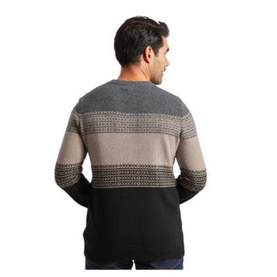 Sherpa Adventure Gear Men's Hatauda Crew Neck Wool Cotton Blend Sweater Black