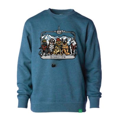 Wild Tribute Kid's Ski Bums McCauley Mtn Fleece Crew Sweatshirt Storm Blue Heather