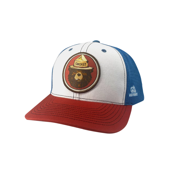 Wild Tribute Smokey Vintage Circle Trucker Hat Rust/Carolina Blue