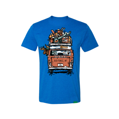 Wild Tribute Storm Chaser Moose Old Forge NY Short Sleeve Tee Royal Blue Back