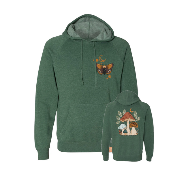 Wild Tribute Women's Mushroom Hoodie Moss