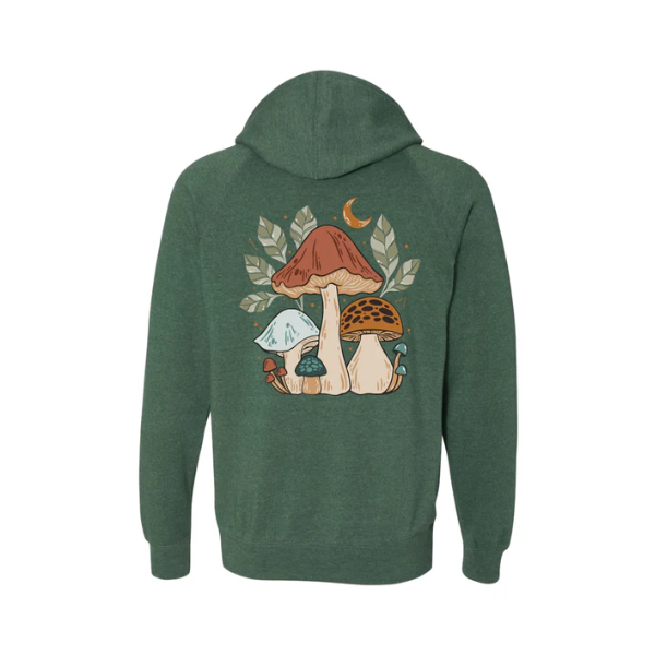 Wild Tribute Women's Mushroom Hoodie Moss 1