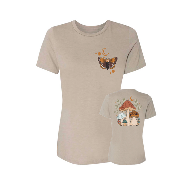 Wild Tribute Women's Mushrooms Relaxed T-Shirt Stone